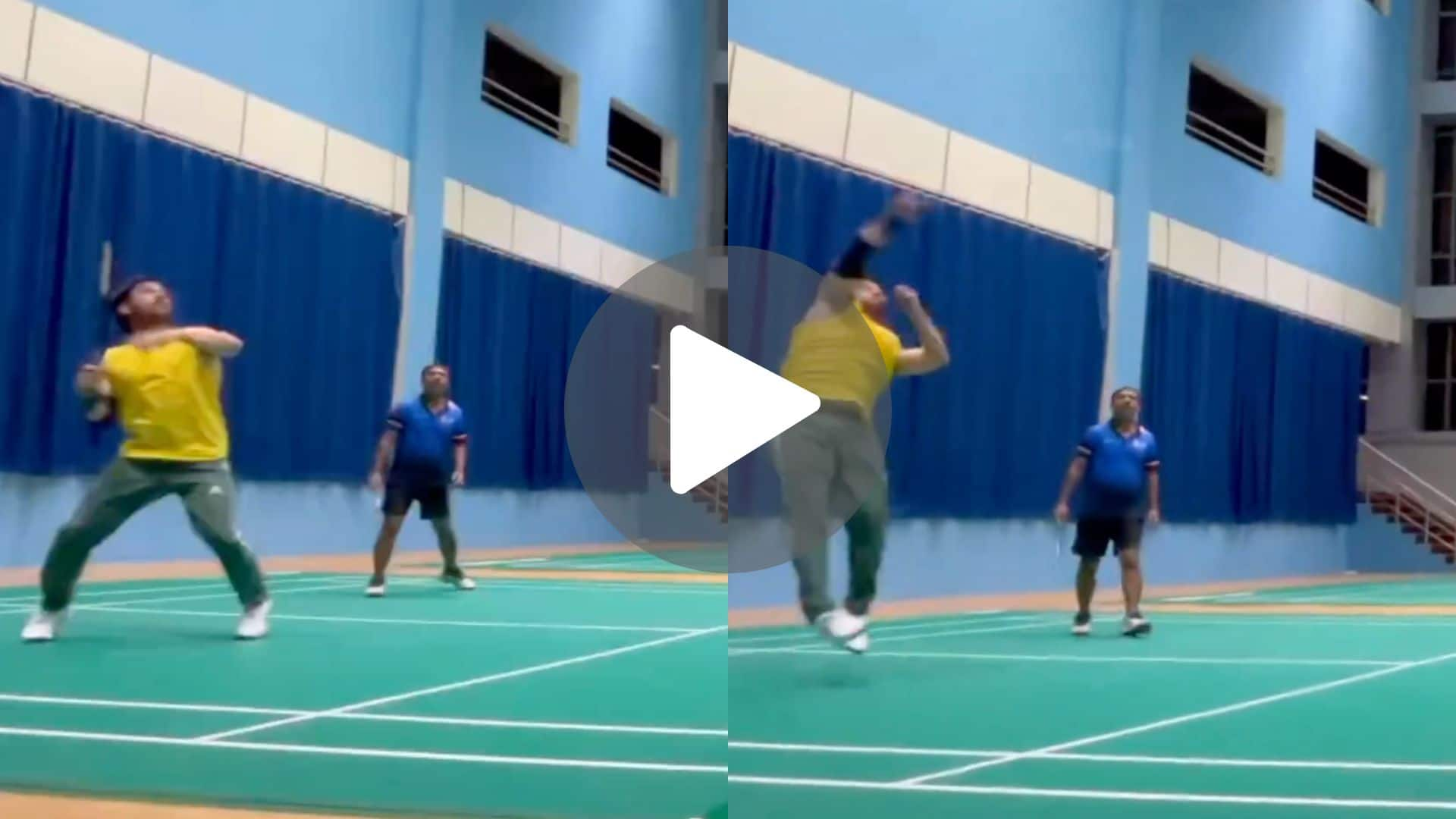 MS Dhoni Shows Badminton Skills To Stun Opponents With Powerful Smashes; Watch Video